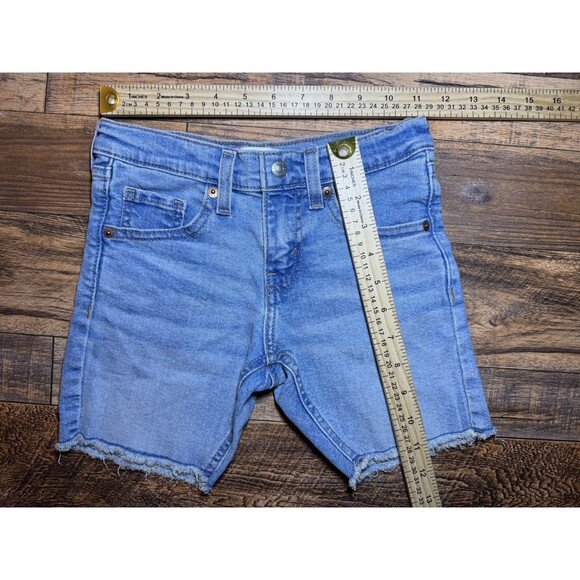 Levi’s Signature 7 Regular Cutoff Jean Shorts Blue Denim Frayed Hem - Picture 7 of 8